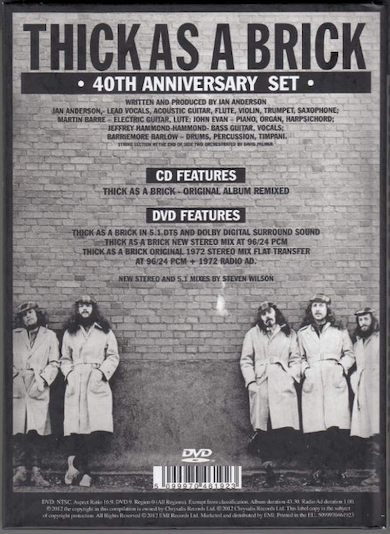 Jethro Tull - Thick As A Brick - CD + DVD