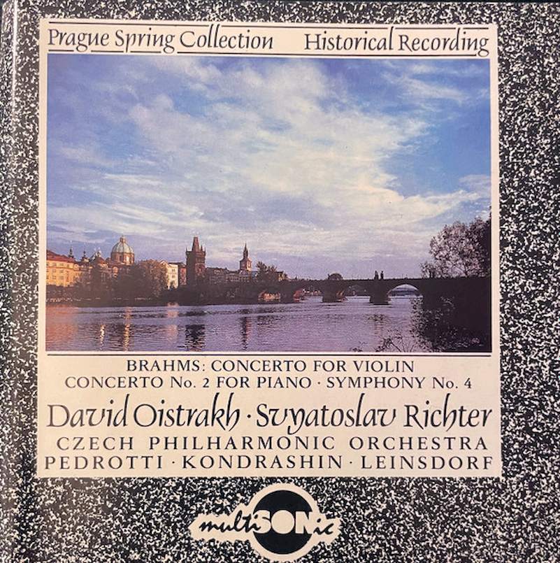 Johannes Brahms, David Oistrach / Sviatoslav Richter, The Czech Philharmonic Orchestra, Antonio Pedrotti / Kiril Kondrashin / Erich Leinsdorf - Concerto For Violin / Concerto No. 2 For Piano / Symphony No. 4 - CD