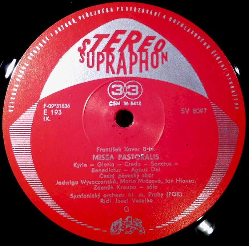 František Xaver Brixi / Adam Václav Michna z Otradovic - Missa Pastoralis / Vánoční Muzika - LP