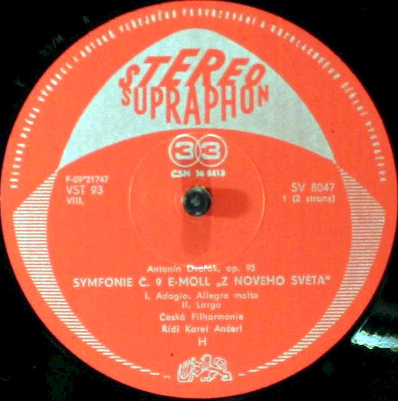Antonín Dvořák, Karel Ančerl, The Czech Philharmonic Orchestra - Symfonie Č. 9 E Moll, Op. 95 Z Nového Světa - LP