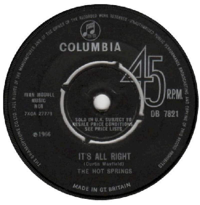 The Hot Springs - It's All Right - SP / Vinyl