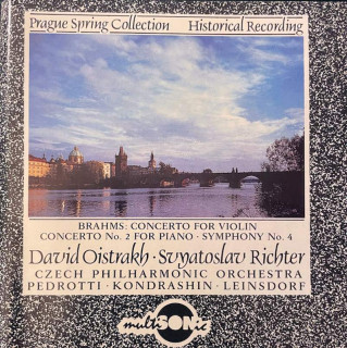 Johannes Brahms, David Oistrach / Sviatoslav Richter, The Czech Philharmonic Orchestra, Antonio Pedrotti / Kiril Kondrashin / Erich Leinsdorf - Concerto For Violin / Concerto No. 2 For Piano / Symphony No. 4 - CD